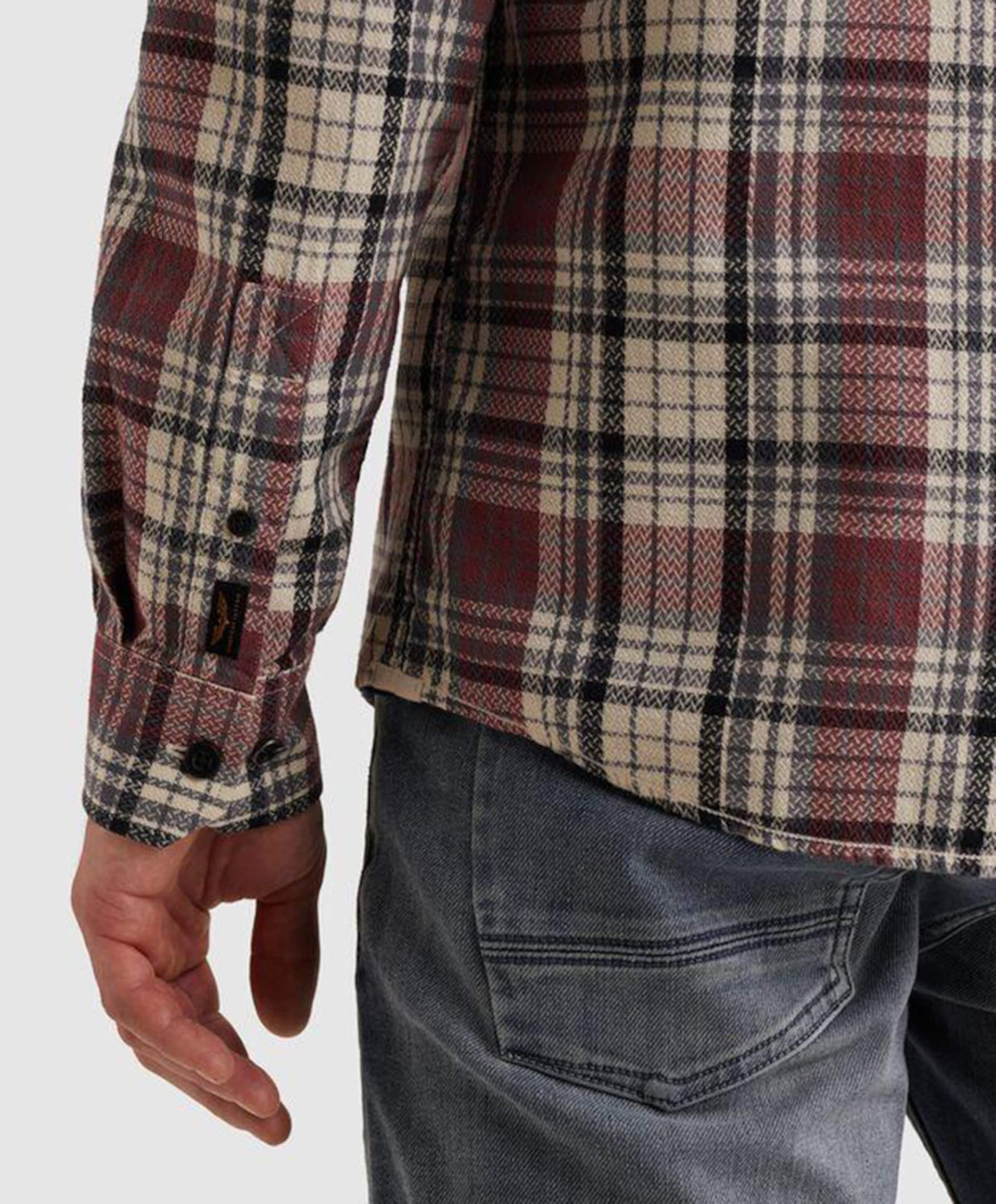 PME Legend Heren overhemd lange mouw bordeaux