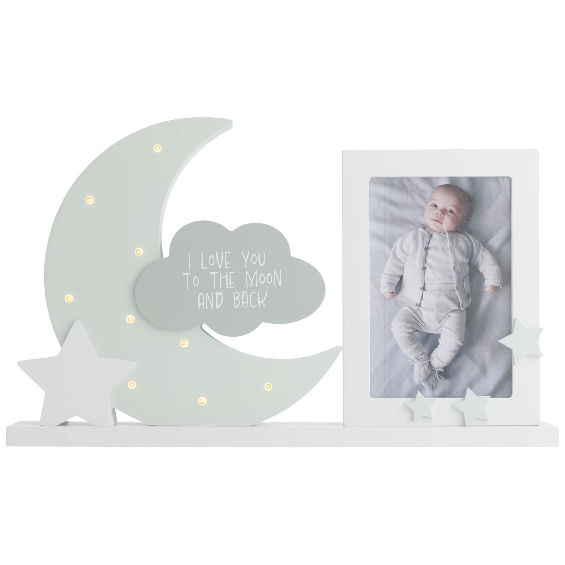 Prénatal Decoratie Fotolijst Maan met LED lampjes groen