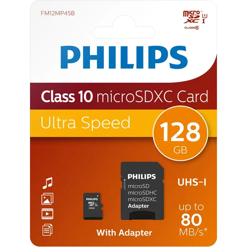 Carte mémoire micro SD Philips 128GB UHS 1