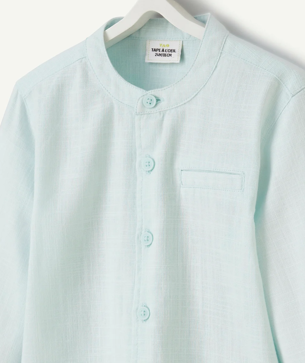 CHEMISE COL MAO BÉBÉ GARÇON VERT MENTHE