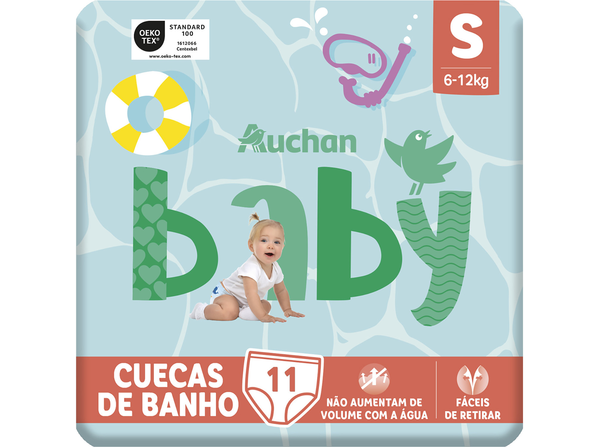 CUECAS DE BANHO AUCHAN BABY TAMANHO S 6-12KG 11UN