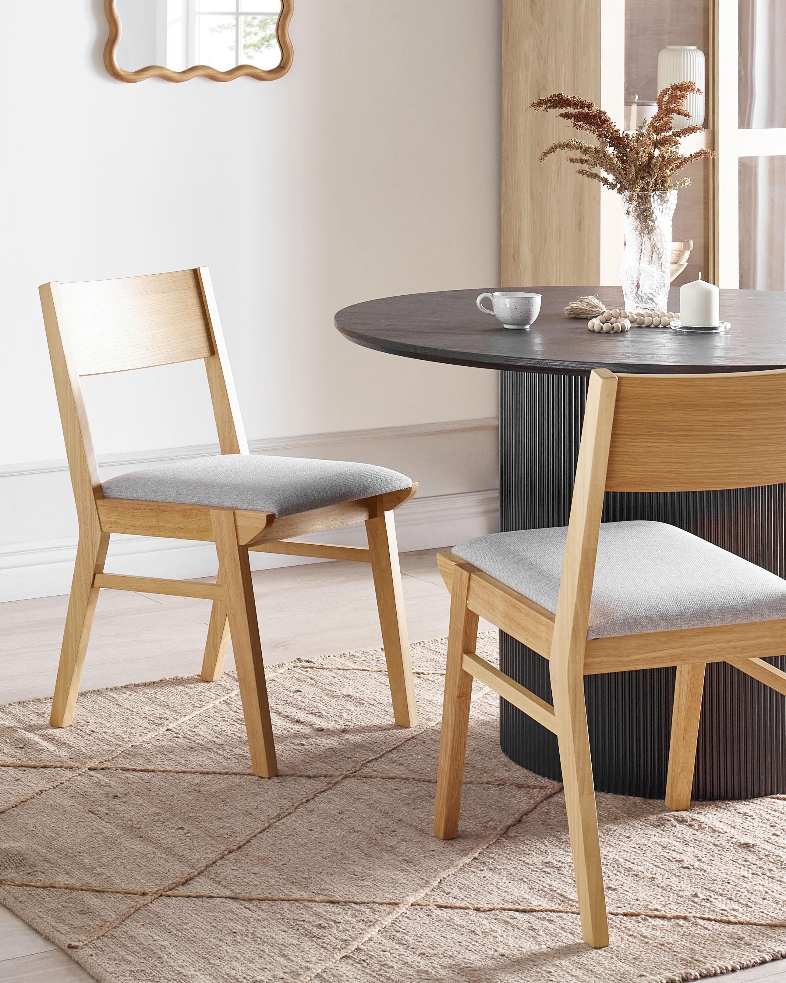 Set van 2 eetkamerstoelen ENOLA Hout Lichtgrijs