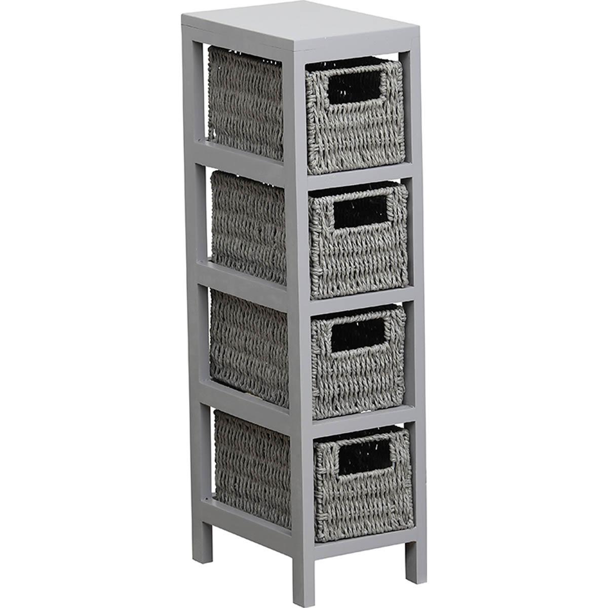 MEUBLE GRIS 4 PANIERS PAPIER TRESSES GRIS