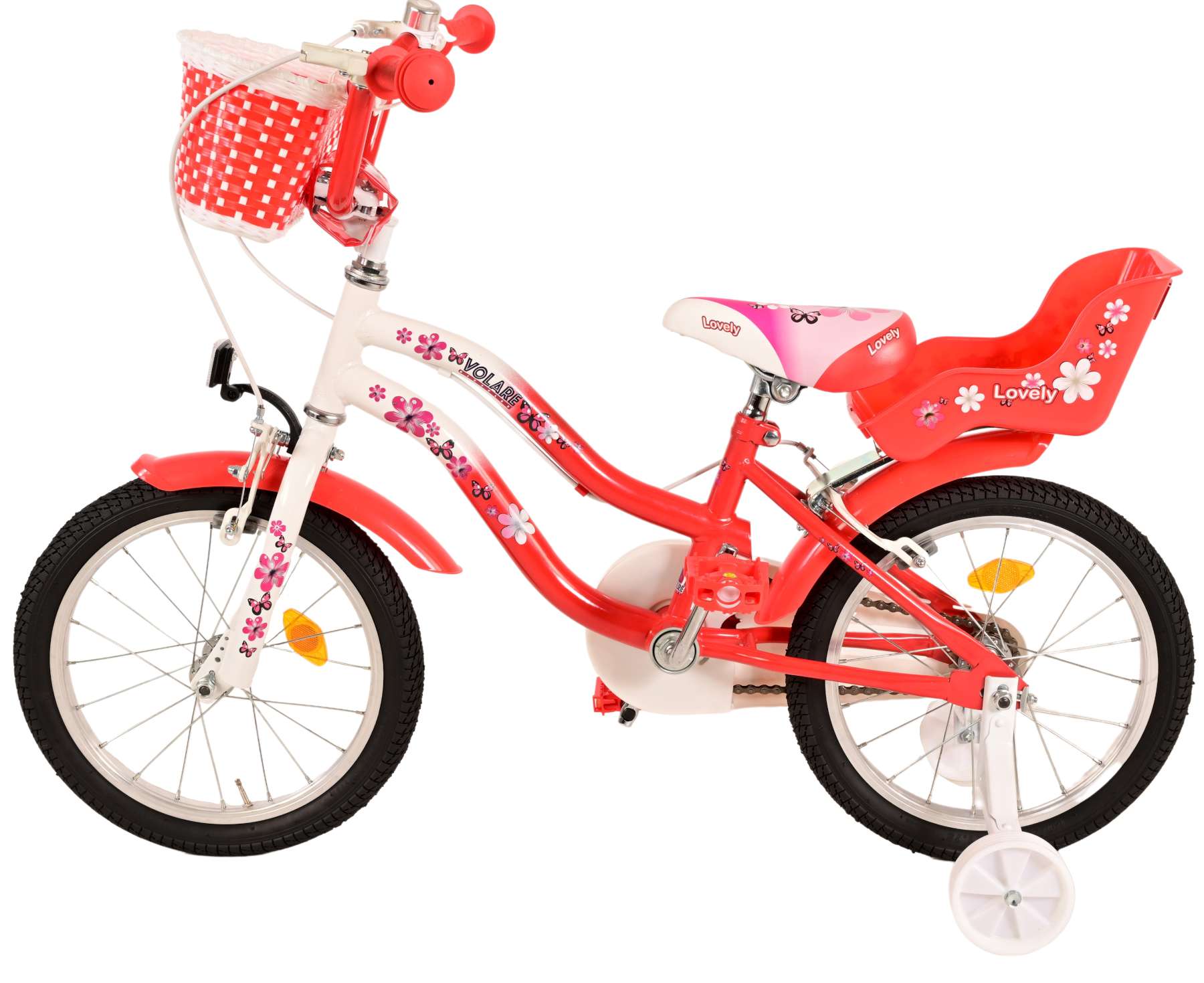 TPFSports Lovely Kinderfahrrad - Mädchen - 16 Zoll - 2 Handbremsen - Rot
