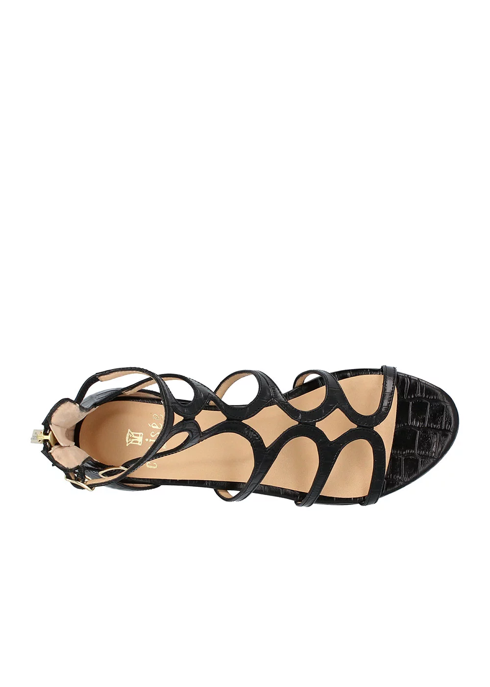 SPARTIATE MADELINE CUIR CROCO NOIR
