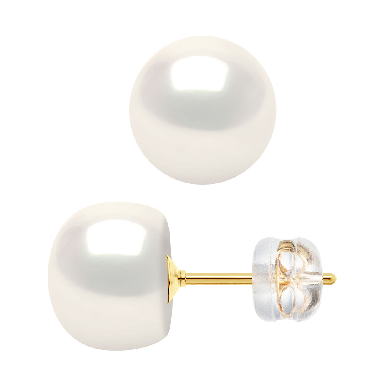 Pearl Addict Boucles d'oreilles Florence Or Jaune & Perle d'Eau Douce blanc naturel