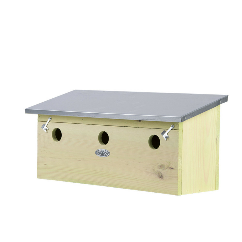 Appartement pour moineaux, horizontal, en bois pin, zinc, pour oiseaux.