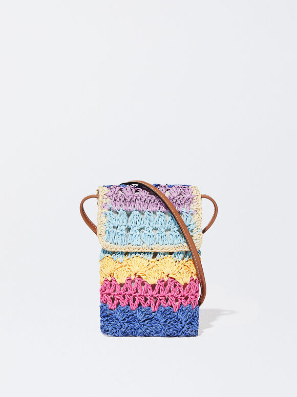 Bolsa de palha para celular - Fúcsia