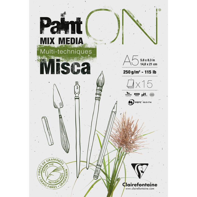 Clairefontaine Paint'ON Misca Zeichenblock, A5, blanco