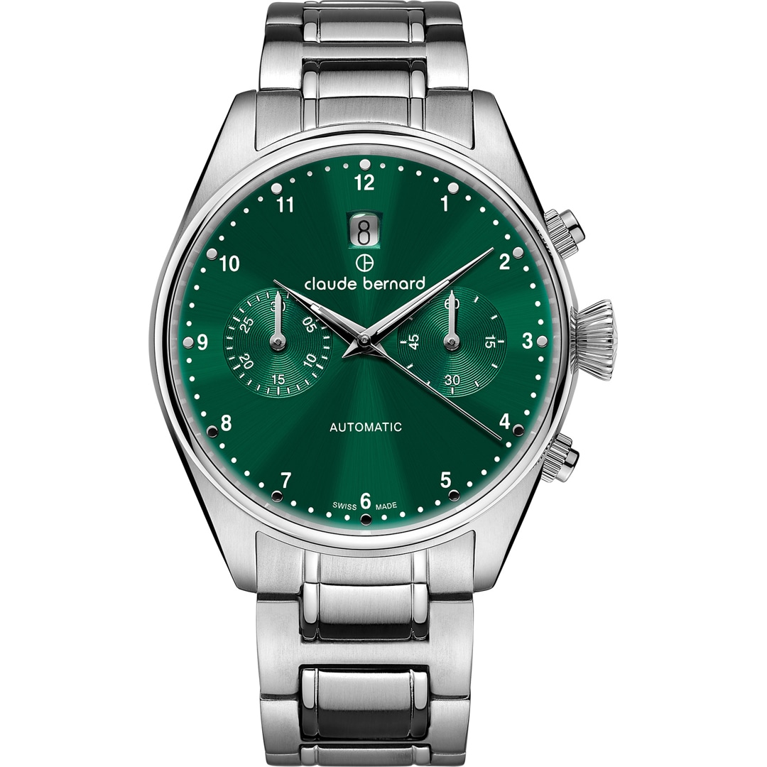 Claude Bernard Proud Heritage Automatic Chronograph Silbrig / Grün