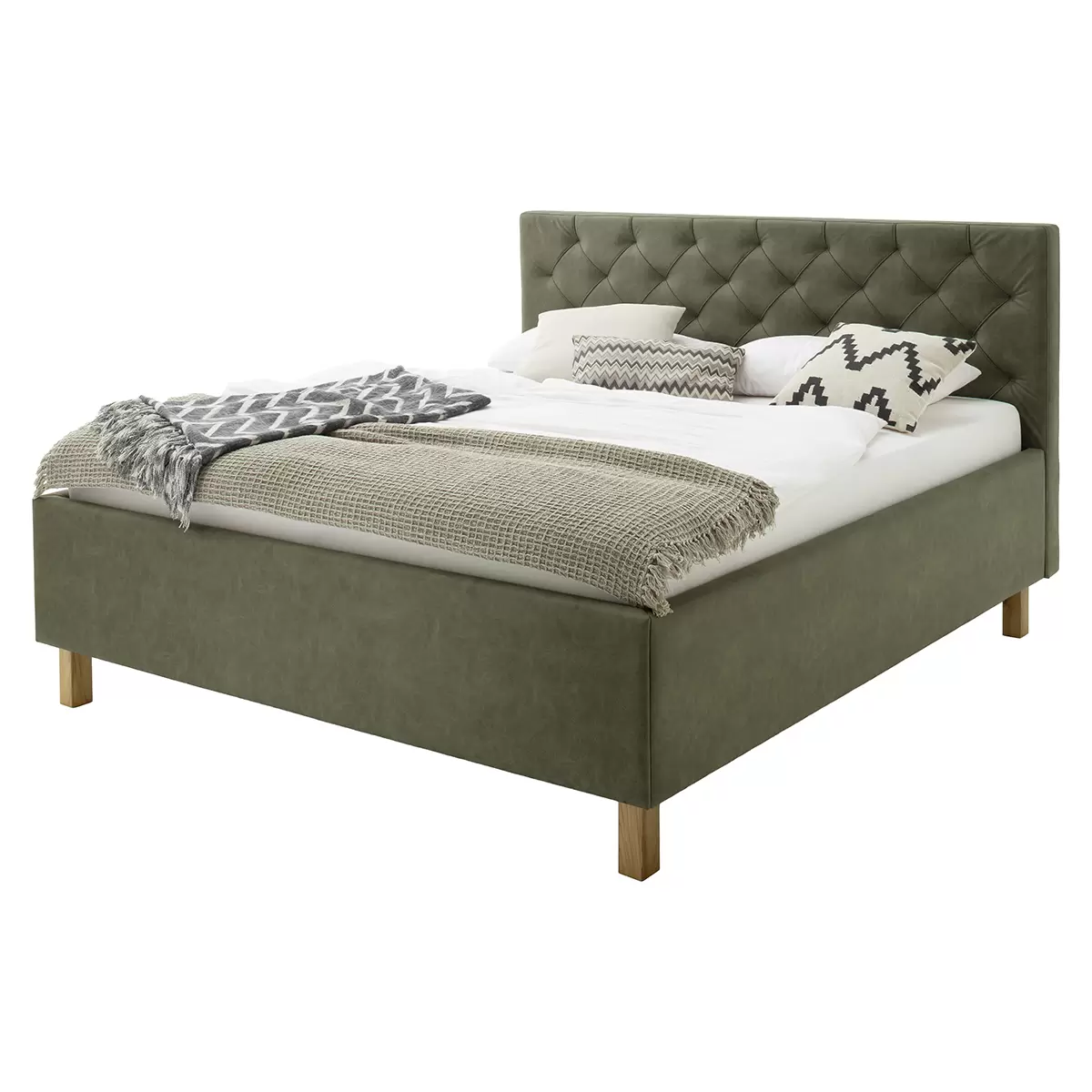 Polsterbett San Remo 180x200 Eiche,grün