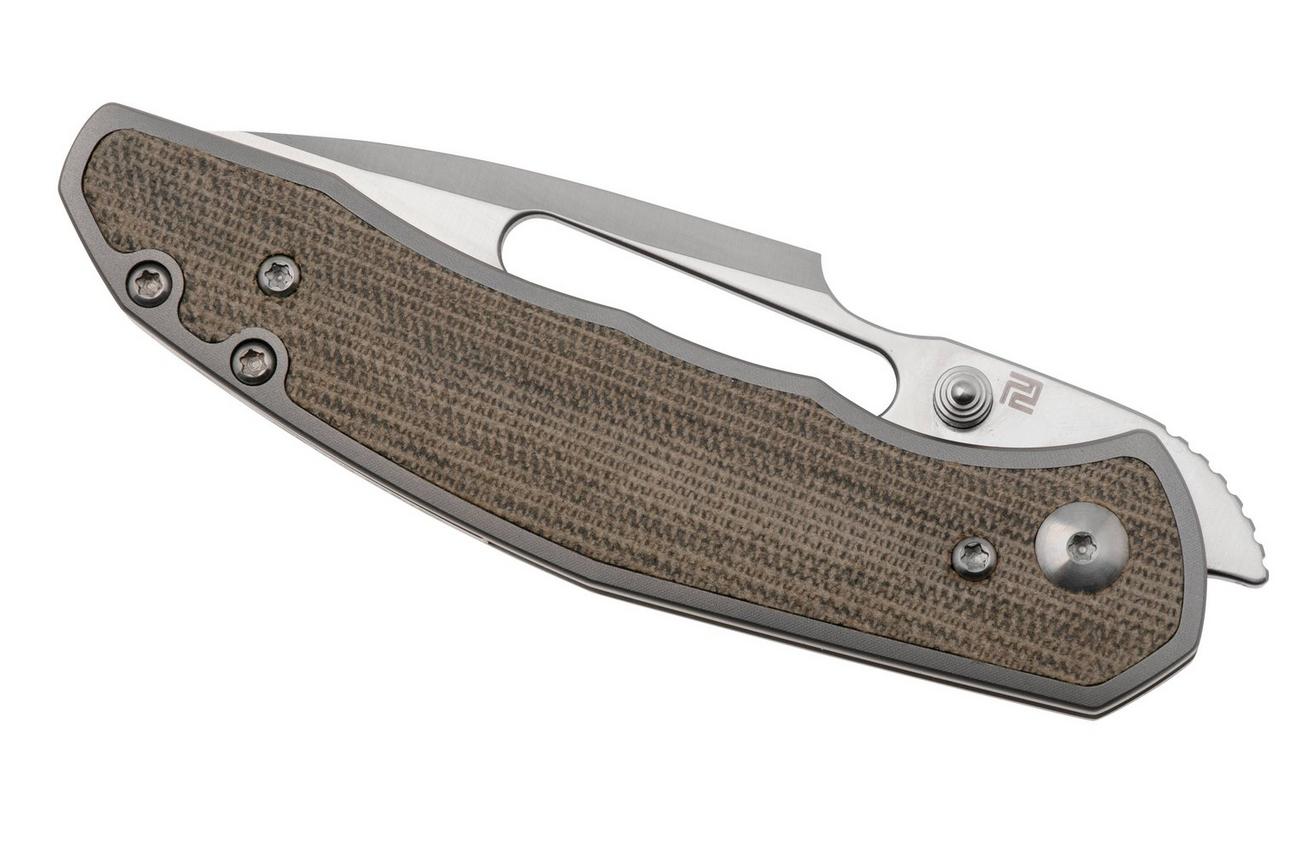 Artisan Cutlery Boa 1862G-ODG, Sand Polished S35VN, OD Green Micarta zakmes, Johnathan Shaw design