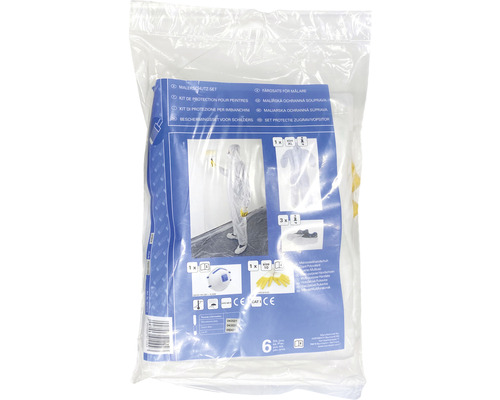 Schildersbeschermingsset inclusief schildersoverall, handschoenen, stofmasker - 6-delig