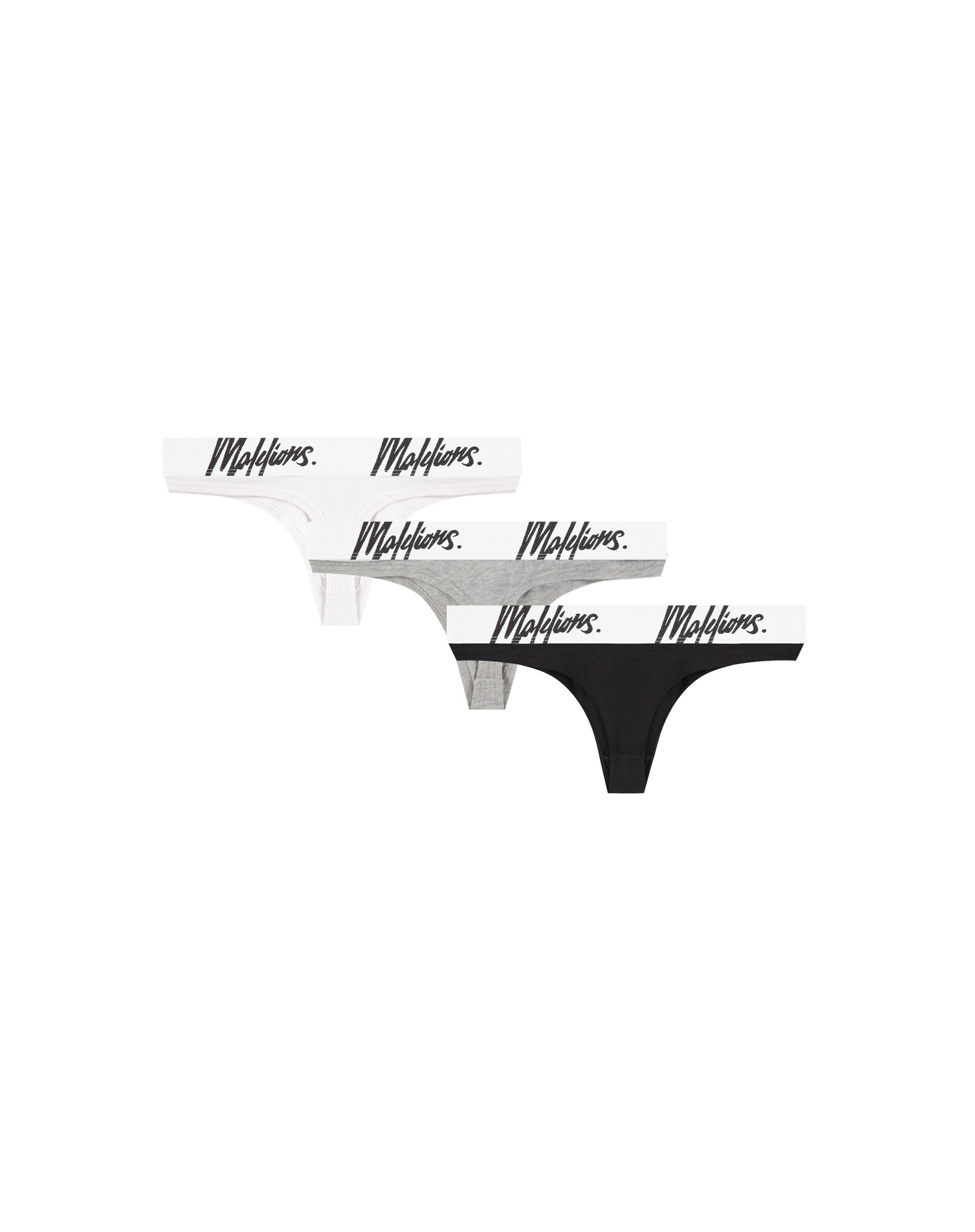 Malelions String 3-Pack Dames Zwart/Grijs/Wit