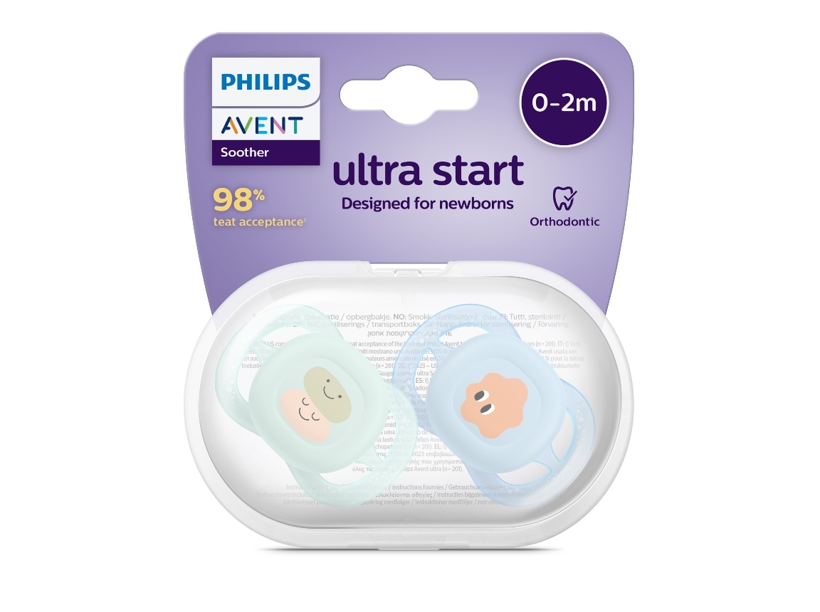 CHUPETA AVENT ULTRA START AZUL/VERD 0-2M 2UN