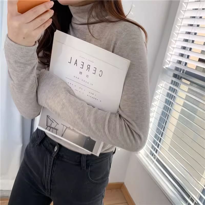Dreamkura - Geribbeld T-shirt met lange mouwen en mockneck