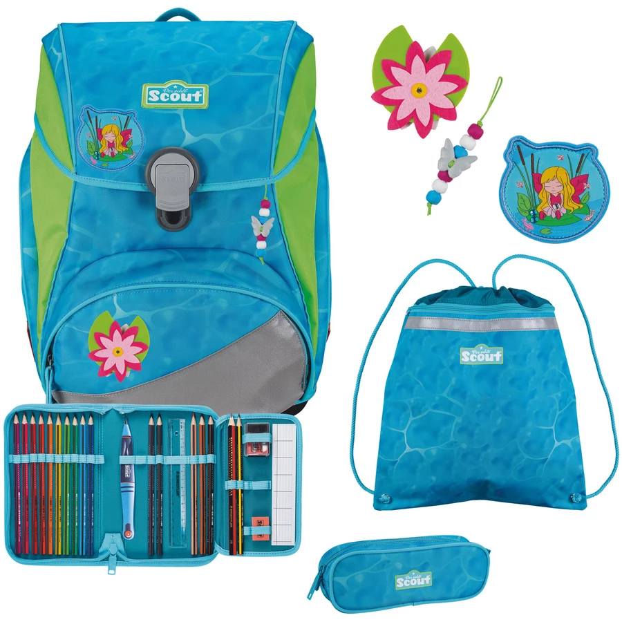 Scout Alpha DIN - Schulranzen Set 4 tlg. Water Lily