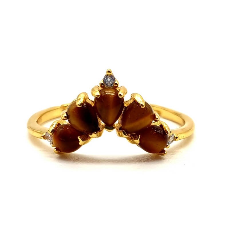 Bague ajustable en argent 925 Oeil de Tigre