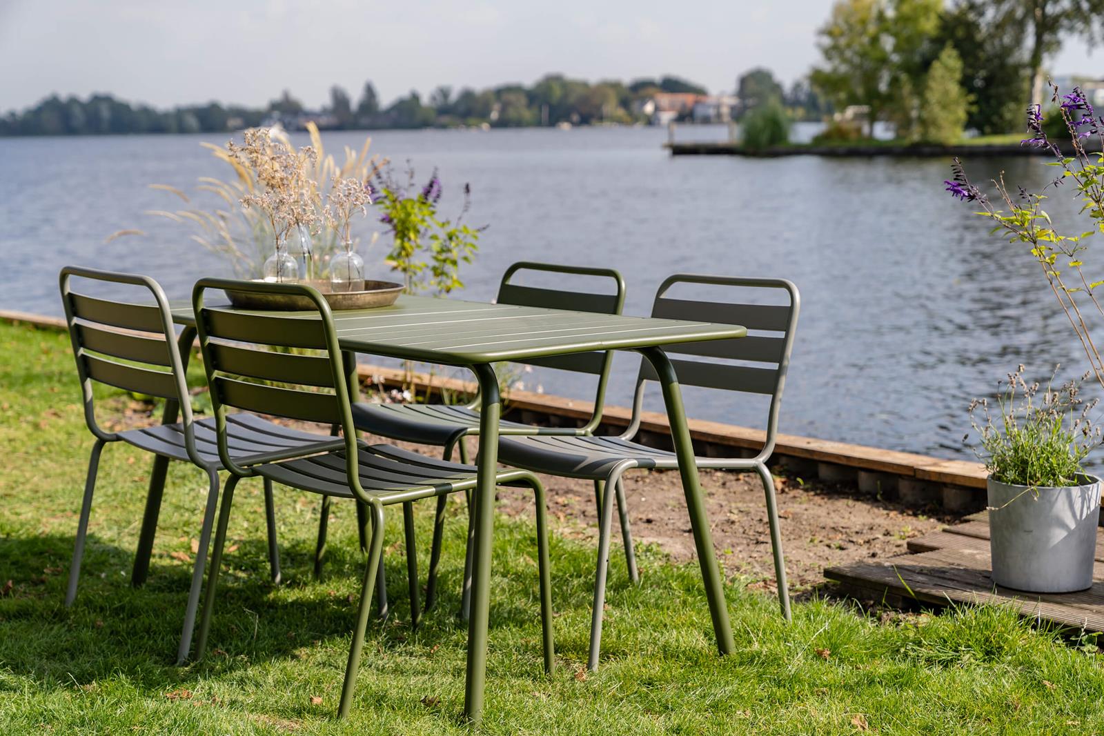 Metalen tuinset Max olijfgroen 150 cm