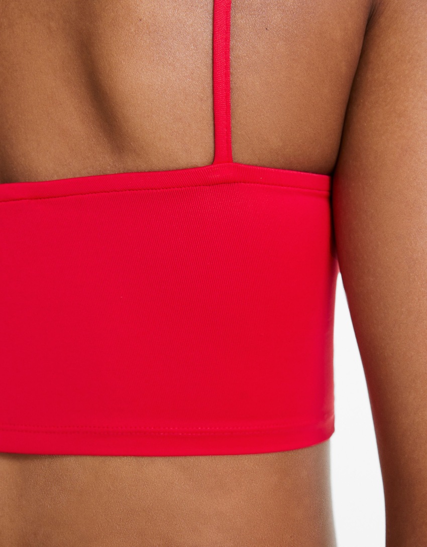Conjunto de 2 tops cropped com alças finas