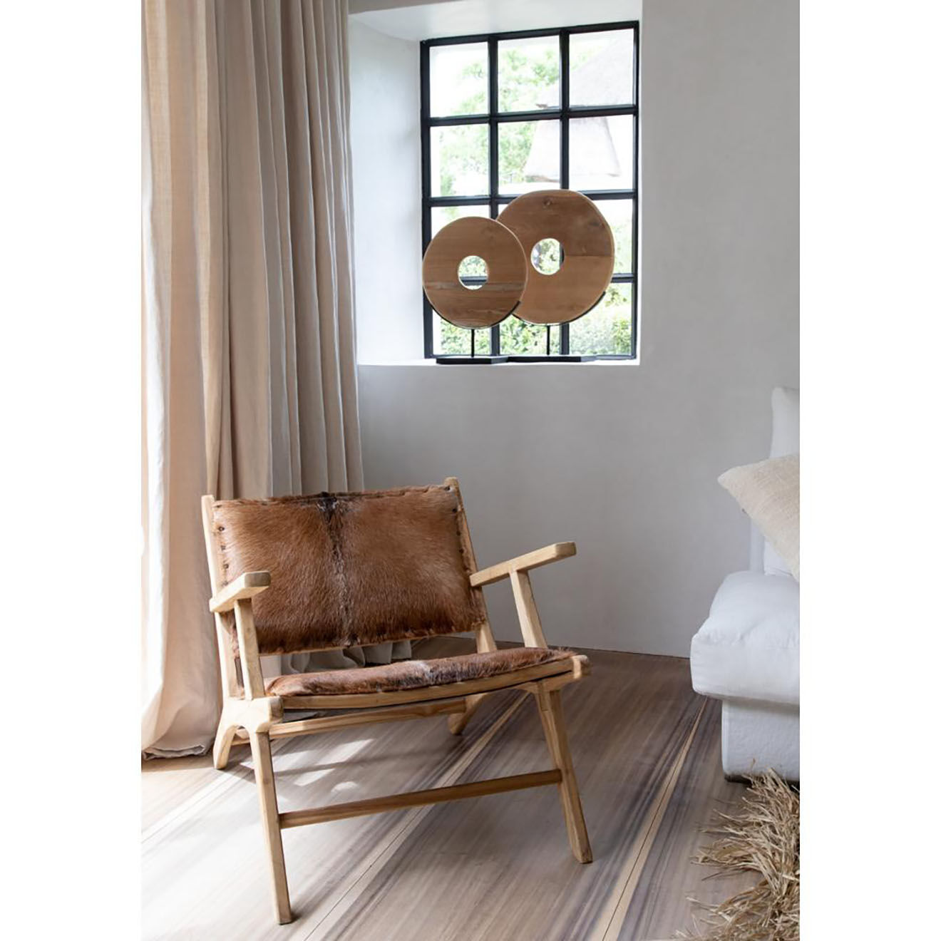 Bazar Bizar Disque en teak à poser L beige - 48x15x60 cm