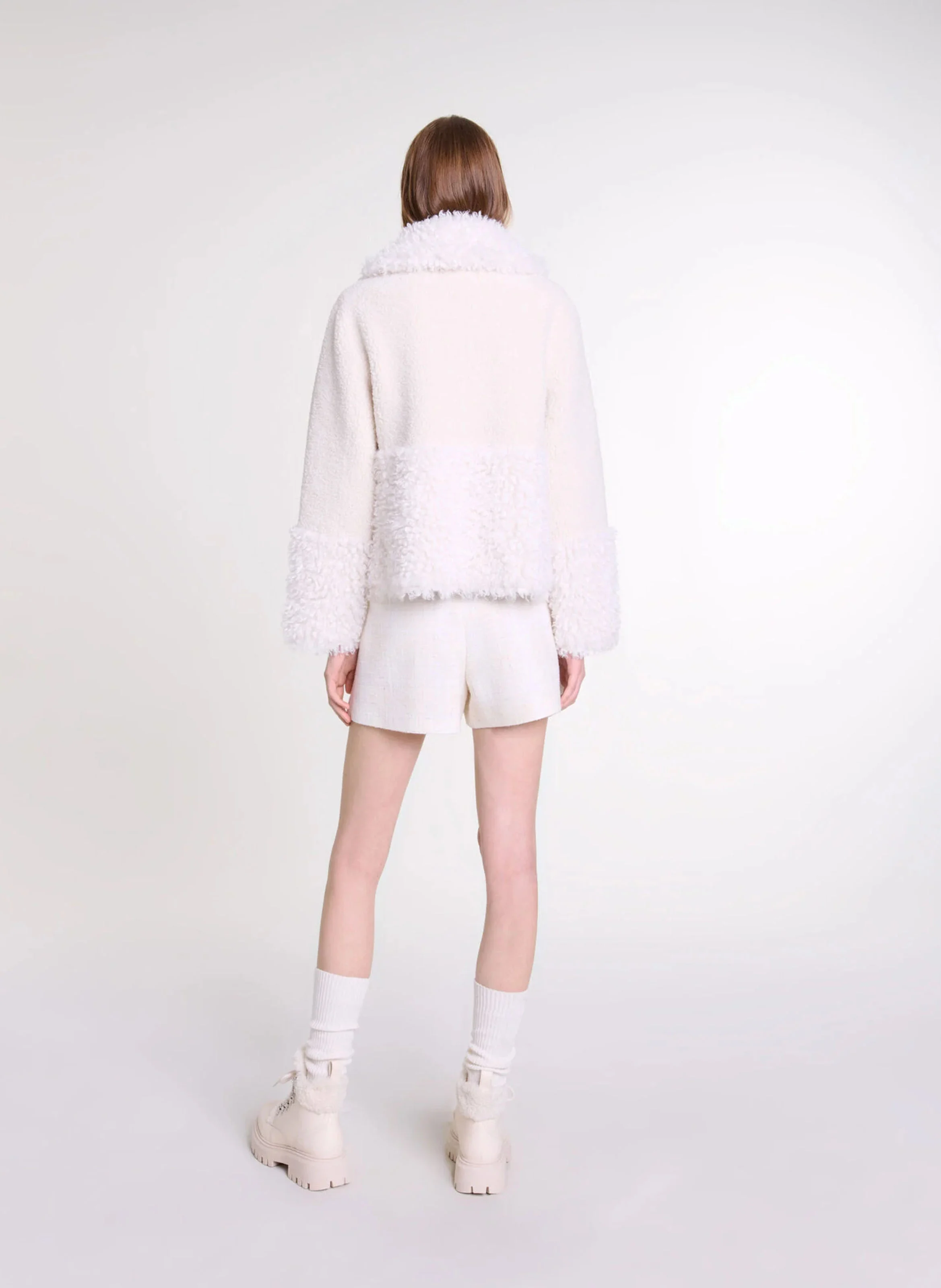 Veste molletonnée à col classique | Beige