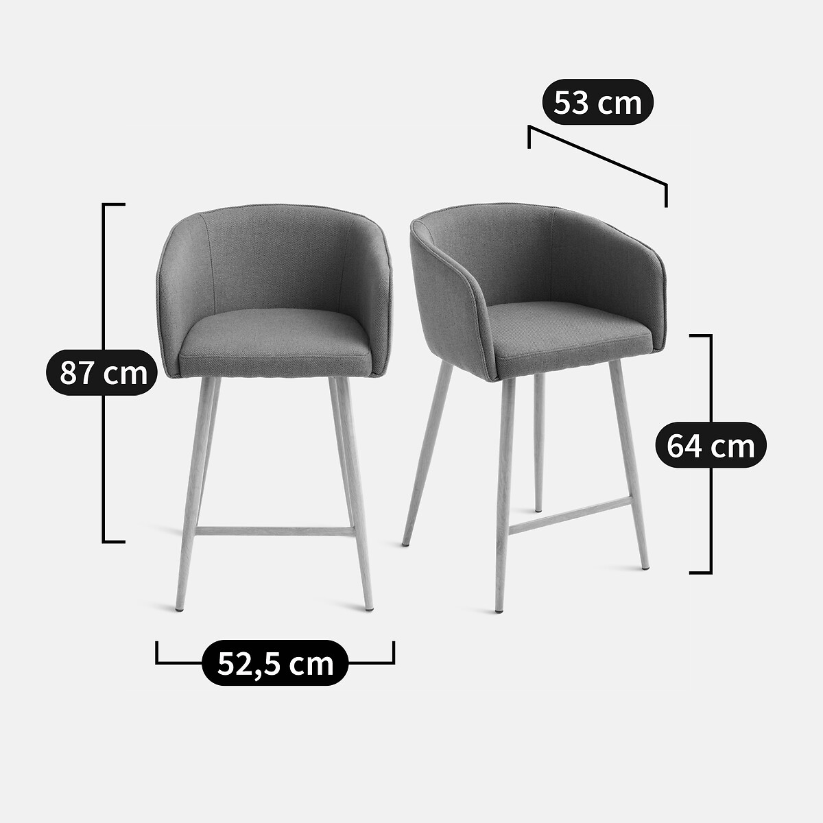 LA REDOUTE INTERIEURS<br>Conjunto de 2 bancos altos Alt.64 cm, Aupi