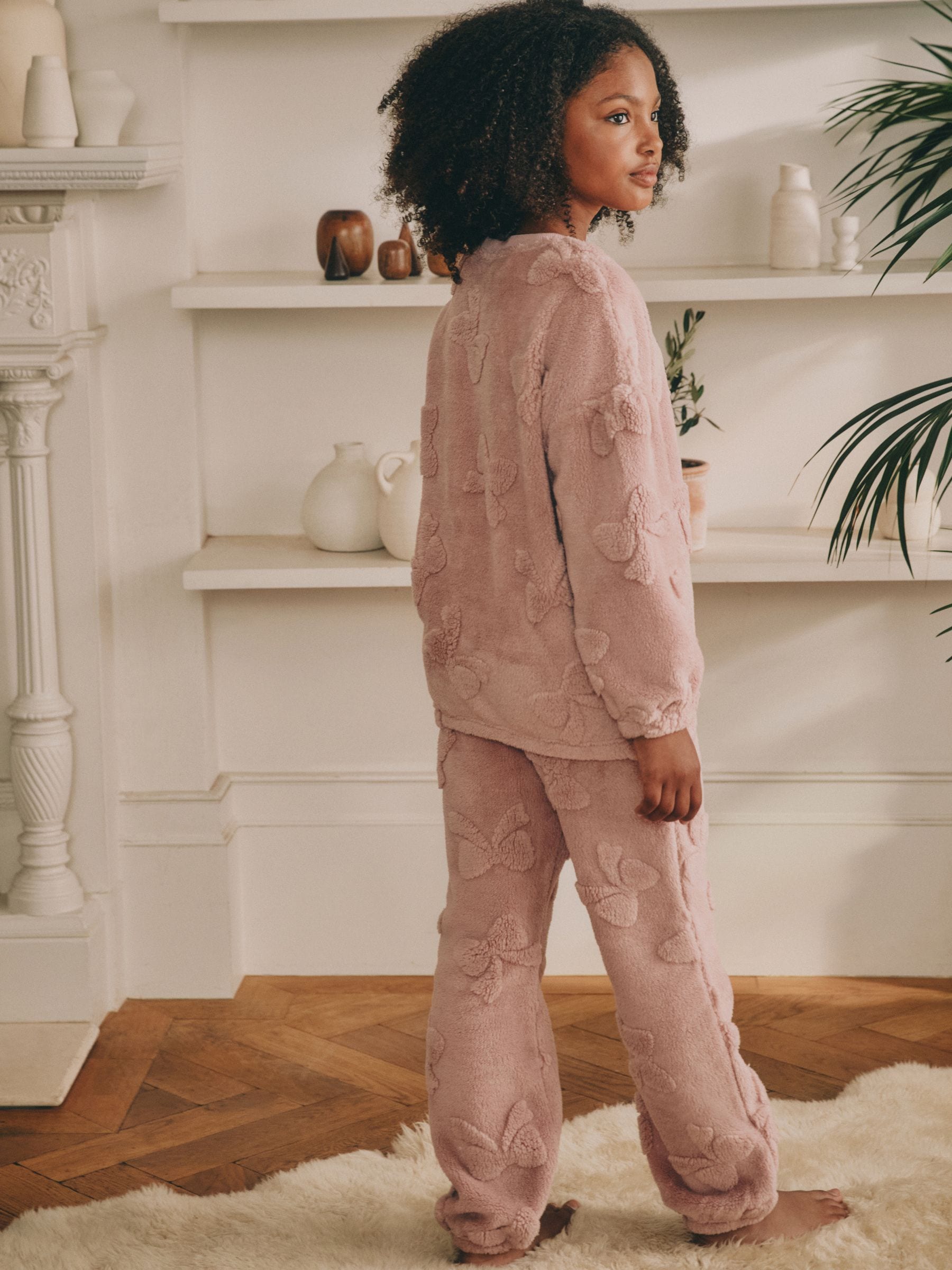Roze met strik - Fleece Jacquard Pyjama's Set 2 Pieces (2-16jr)