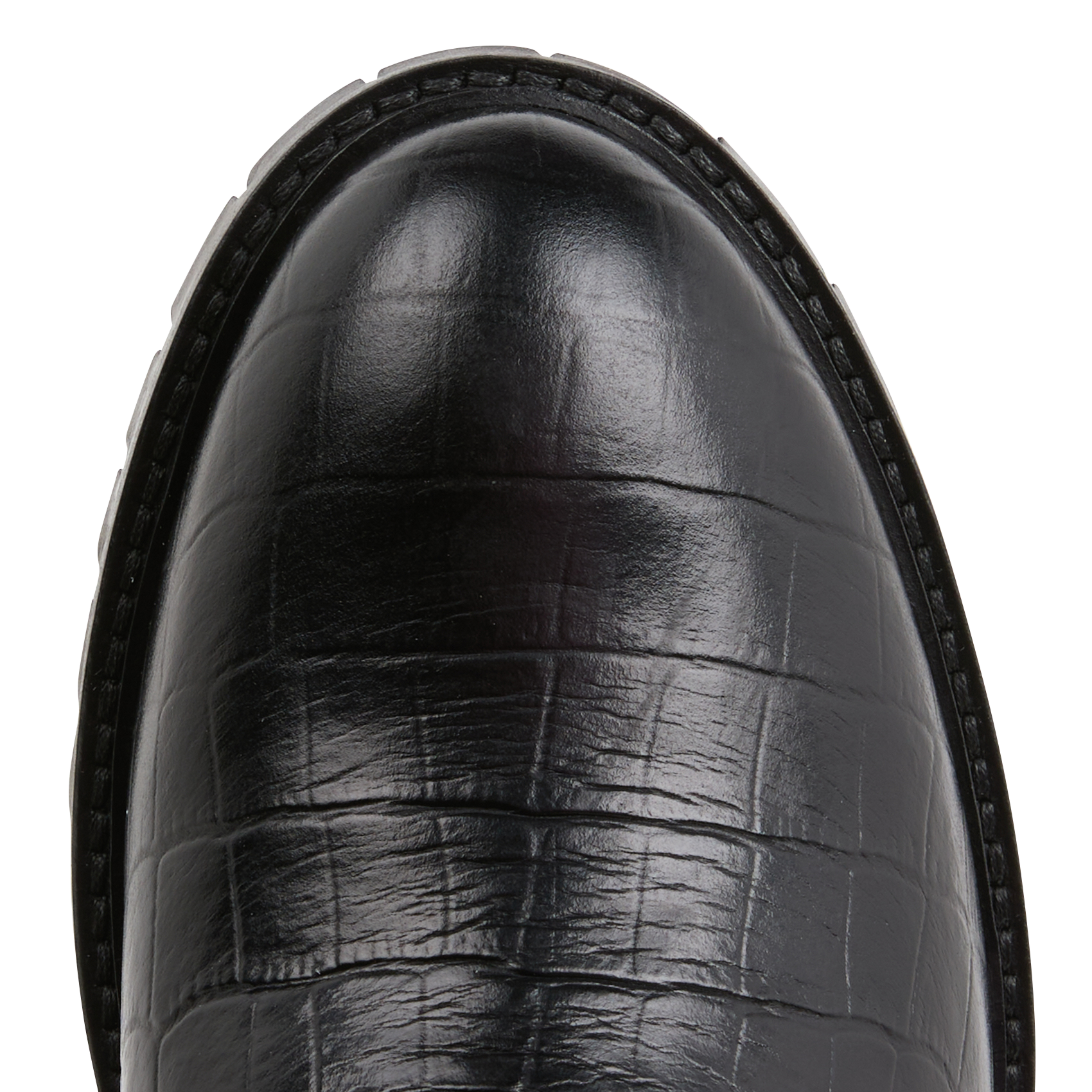 ADOLIE - Bottines en cuir embossé croco | Noir