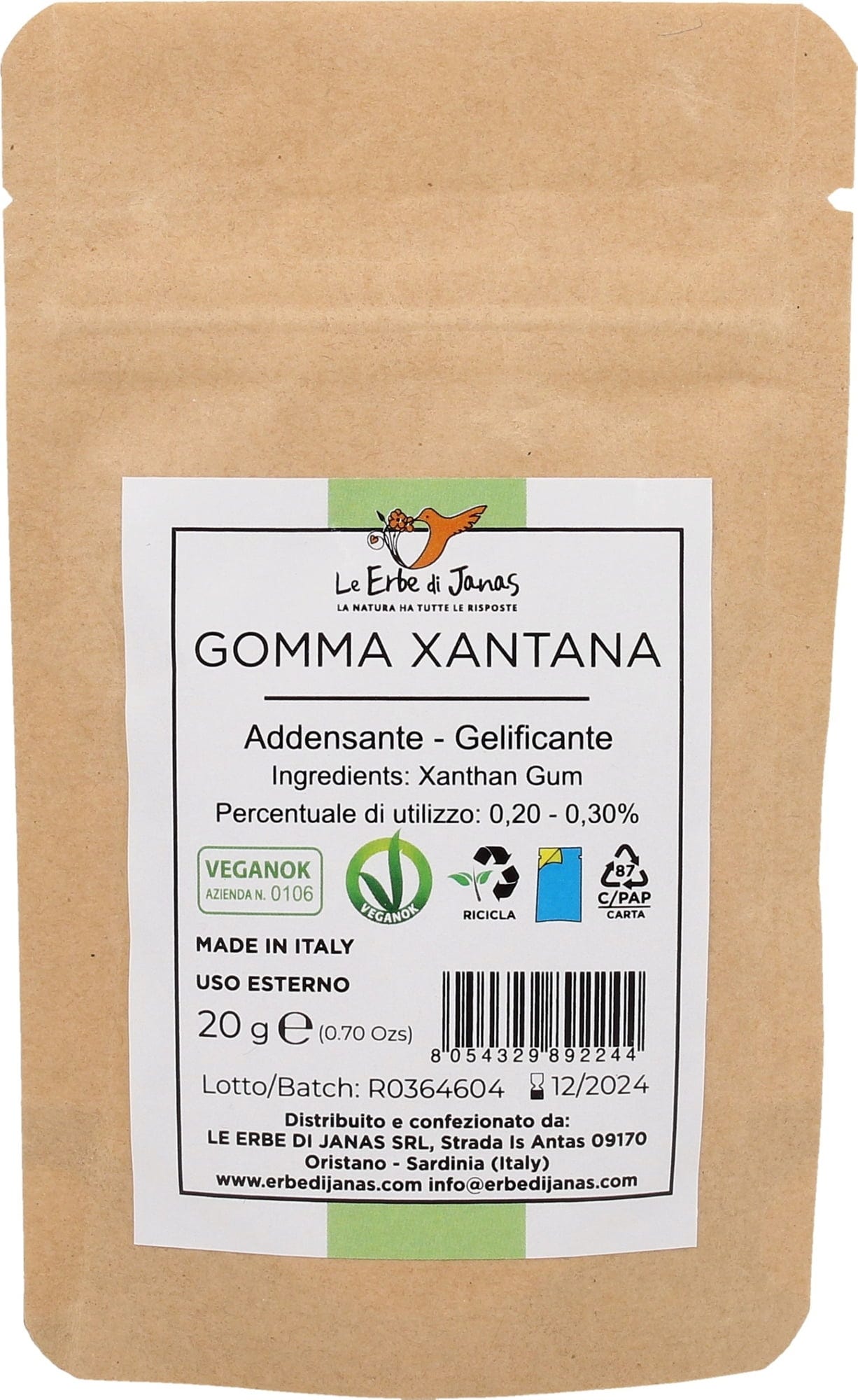 Le Erbe di Janas  Xanthan (Xanthan Gum), 20 g