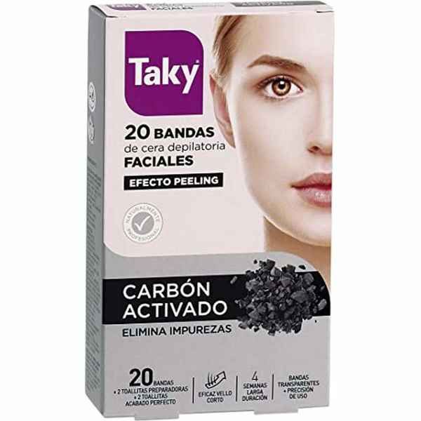 Taky Bandas de Cera Depilatoria Faciais Carvão Ativado 20 Unidades