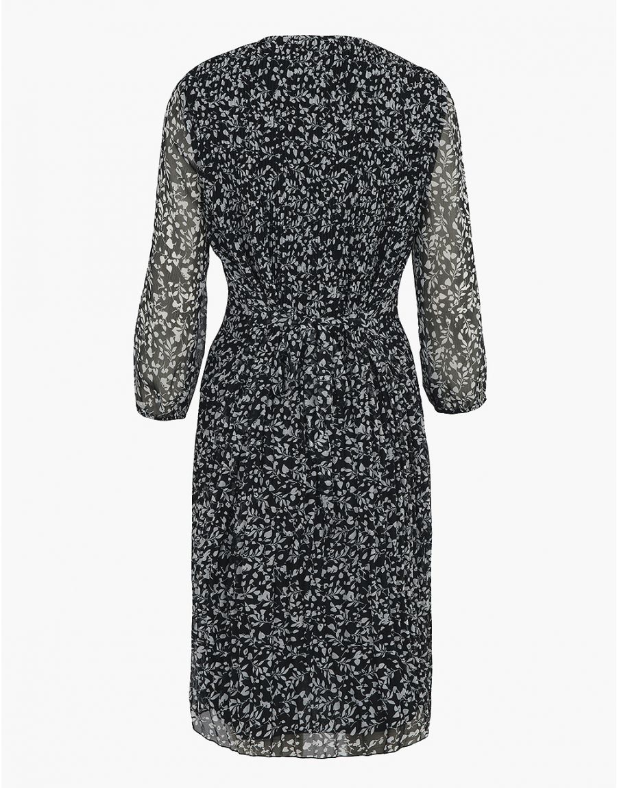 Robe plissée fleurs noir