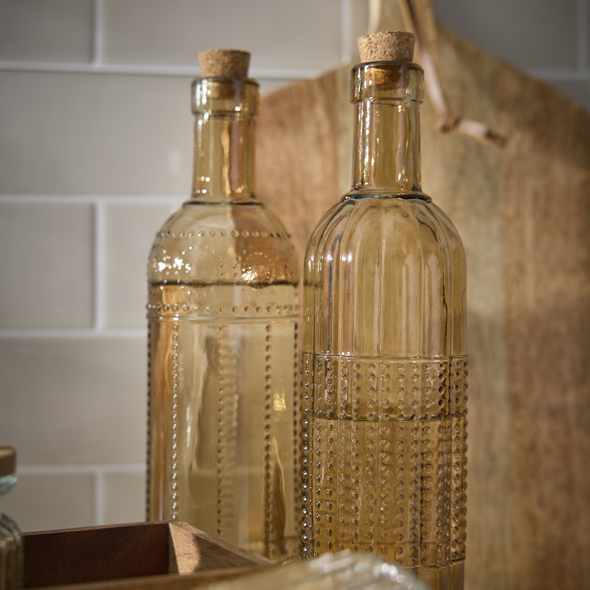 Vorratsflasche Korken, Relief/Rillen/Punkte/braun, 500 ml
