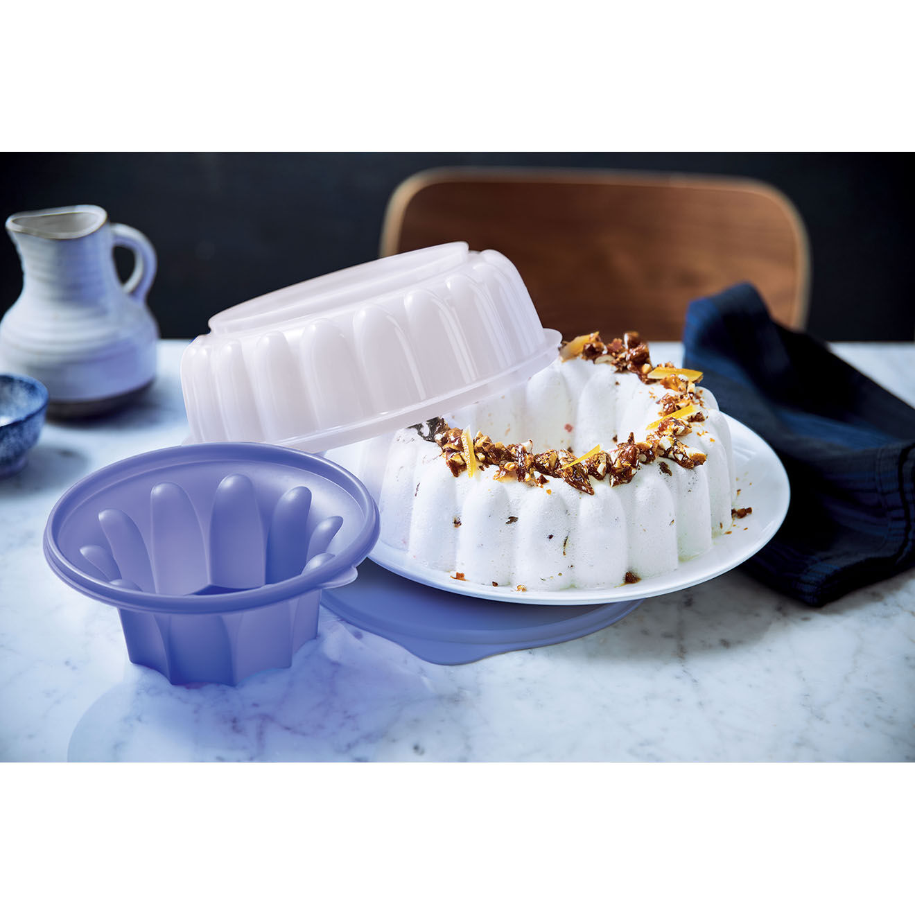 Tupperware Grand moule couronne bleu/violet - D.24x8 cm