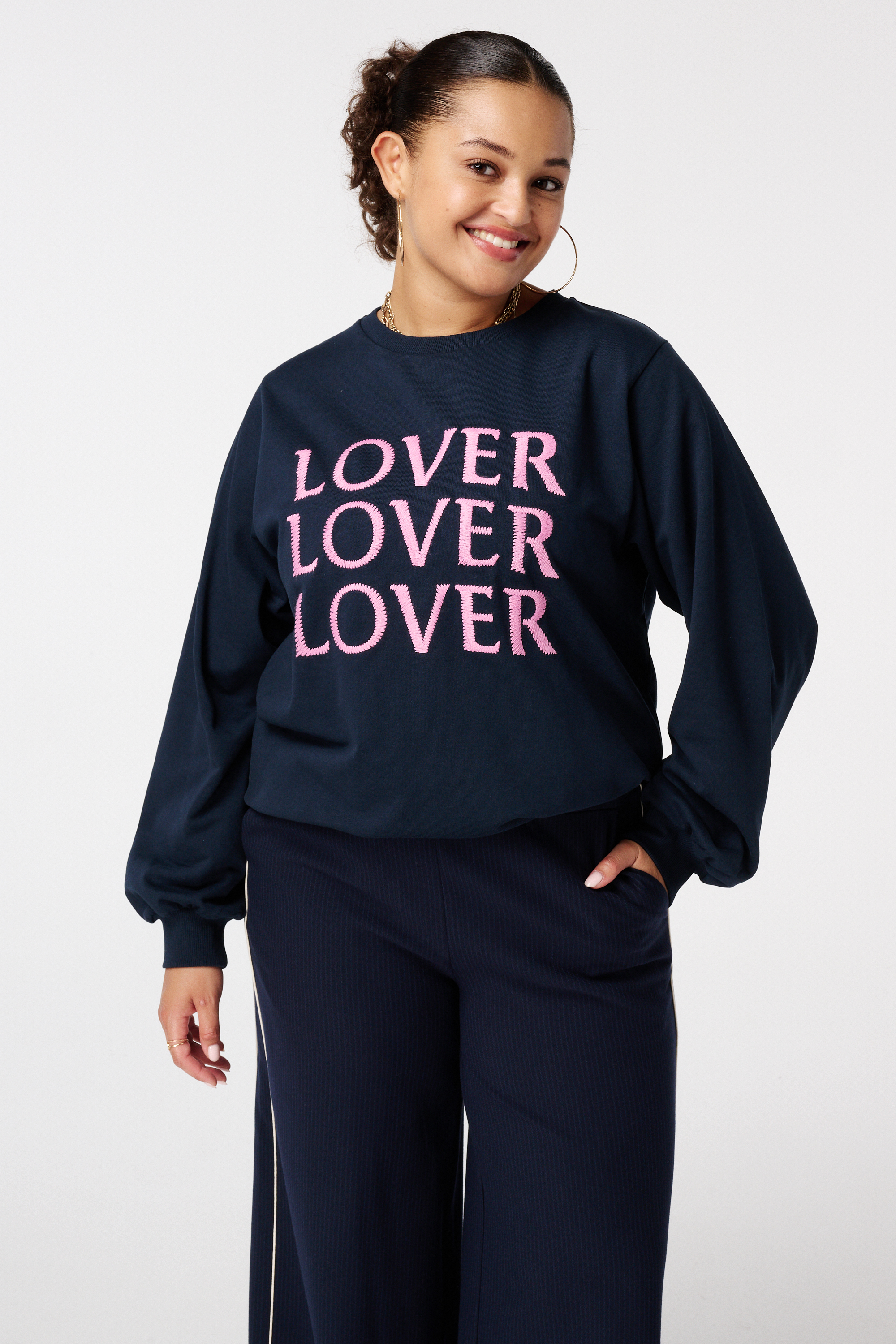 Sweater met print Navy blauw