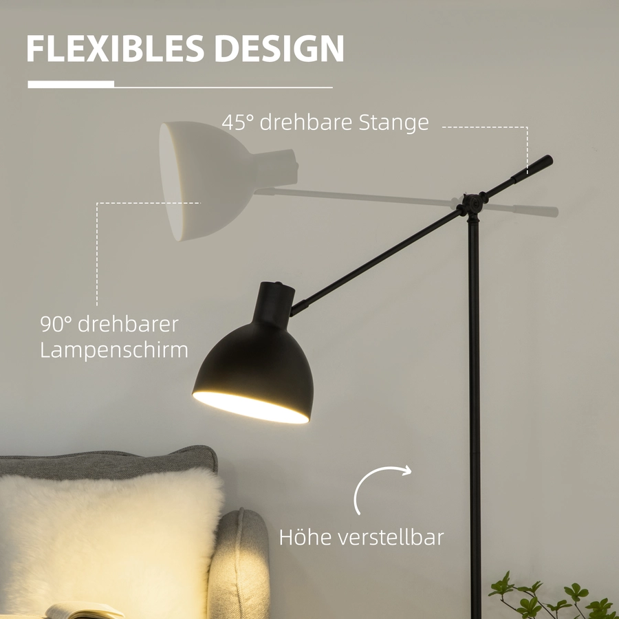 HOMCOM Stehlampe mit E27 Sockel schwarz