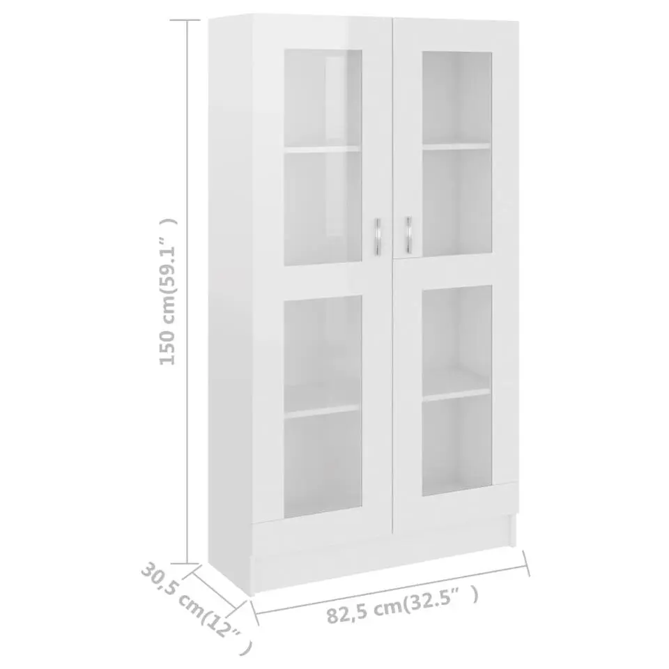 vidaXL - Vitrinekast - Wit - Bewerkt hout