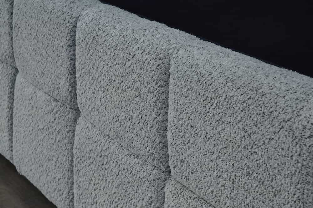 Modernes Boxbett PRESTIGE 180x200cm grau Bouclé mit Stauraum und Lattenrost
