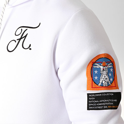 Sweat Capuche Space Exploration Avec Patchs Et Broderie 250 Blanc