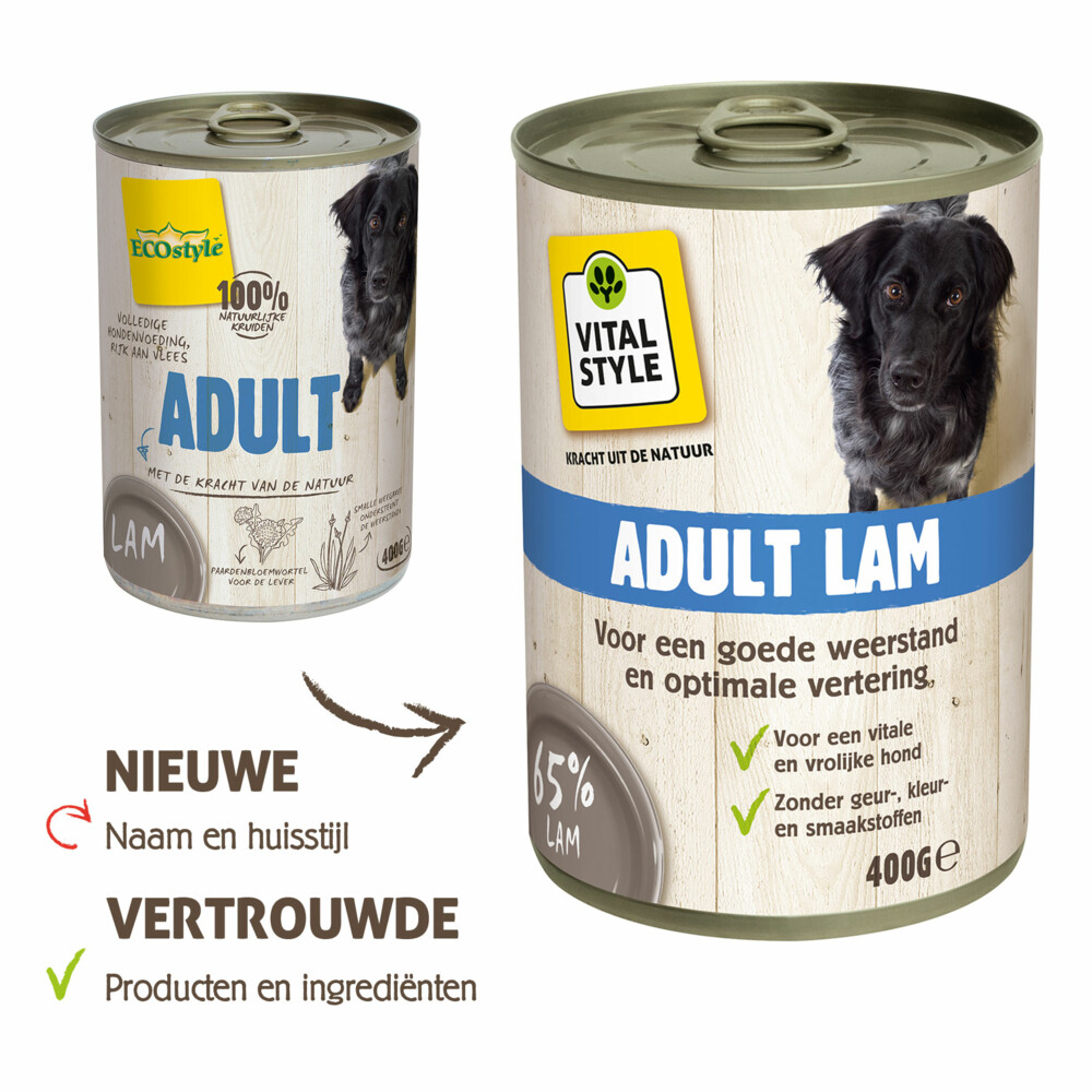 6x VITALstyle Hondenvoer Bik Lam400 gr