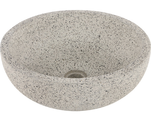 Verschil opzetwastafel Terrazzo 40 x 40 cm wit zwart mat met coating 38.010.55