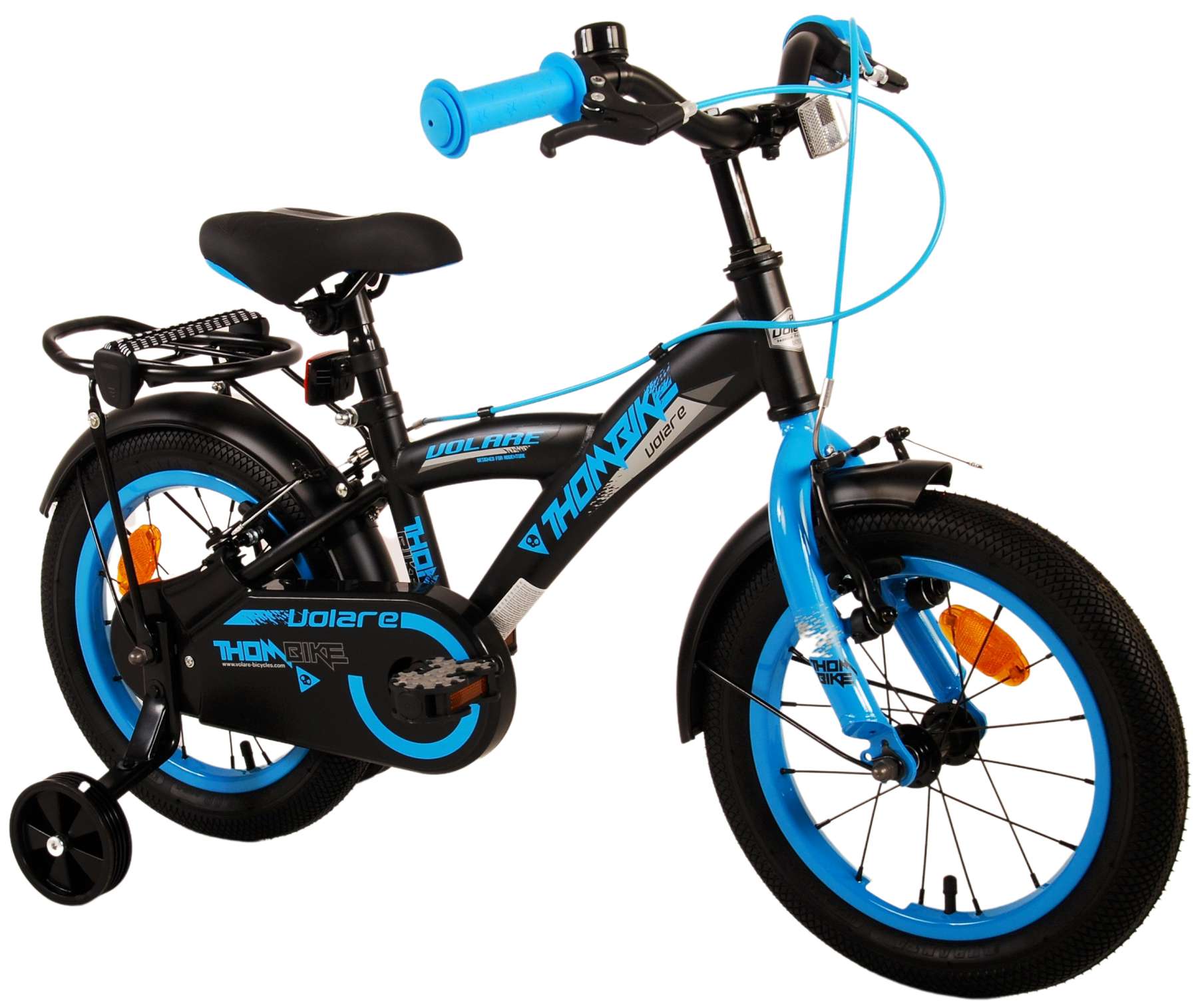 TPFSports Thombike Kinderfahrrad - Jungen - 14 Zoll - Rücktritt + Handbremse - Schwarz/Blau