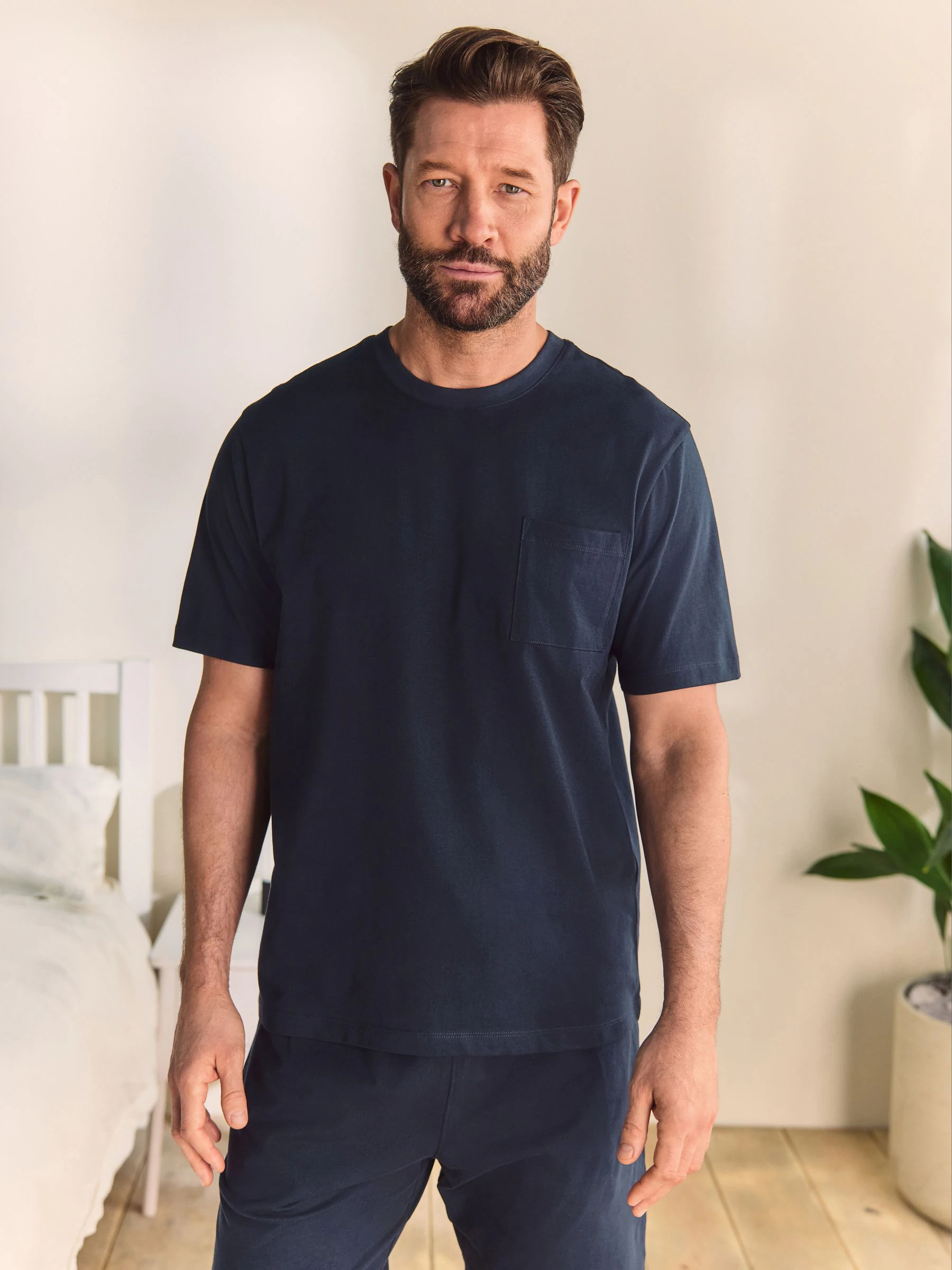 Donkerblauw - Korte jersey pyjamaset