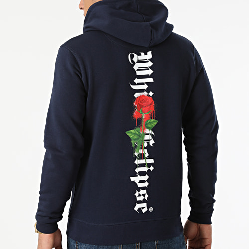 Sweat Capuche White Eclipse Spray Bleu Marine