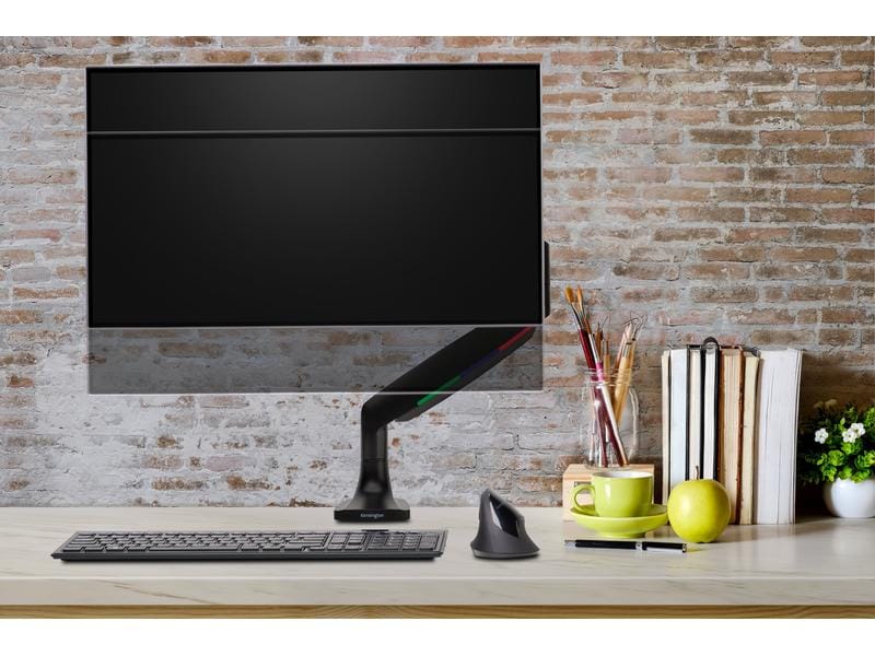 Kensington Tischhalterung SmartFit OneTouch Single Schwarz Stabiler Single-Monitorarm mit integrierter Gasdruckfeder und verstellbarer Spannung