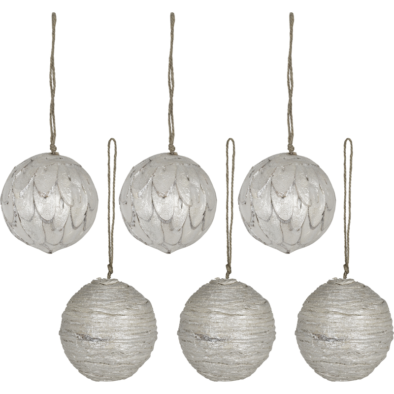 EGLO Trockenblumen Kugeln, 6 Stück, silber