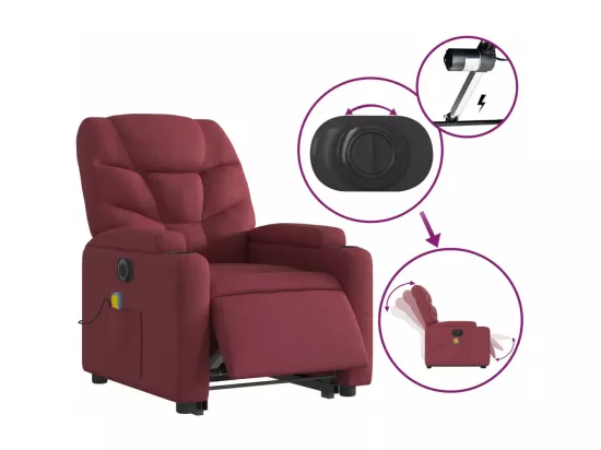 Fauteuil inclinable massant électrique Rouge bordeaux Tissu