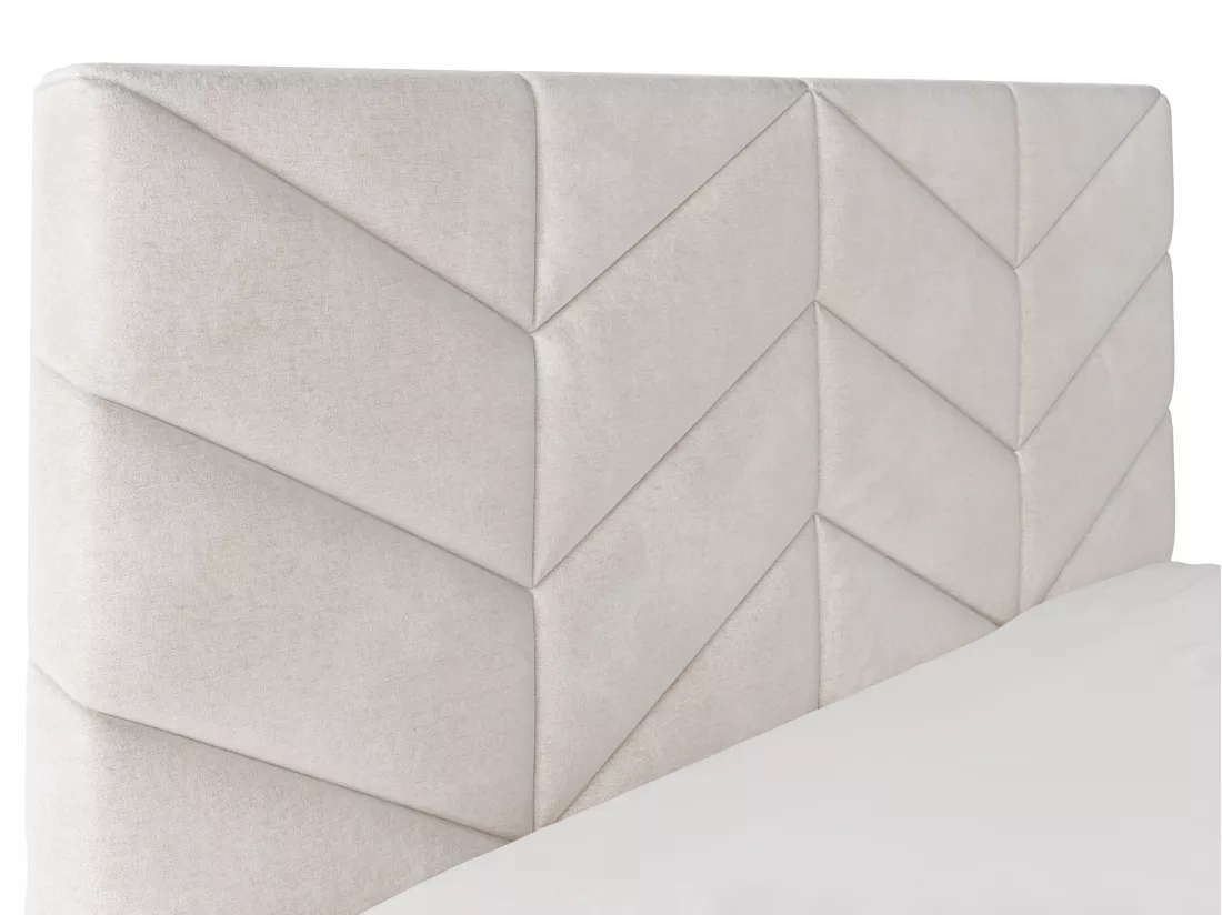 Lit coffre 160 x 200 cm - Tissu texturé - Crème - JUSTANI