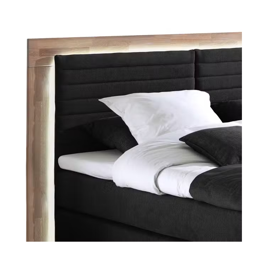 naturoo Boxspringbett Marcel 160x200cm schwarz, LED Beleuchtung