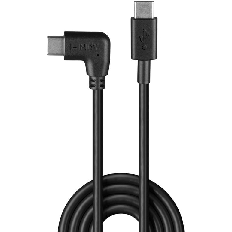 Lindy Câble USB 2.0 Type C de 1m, angle droit à 90°, PD 60W
